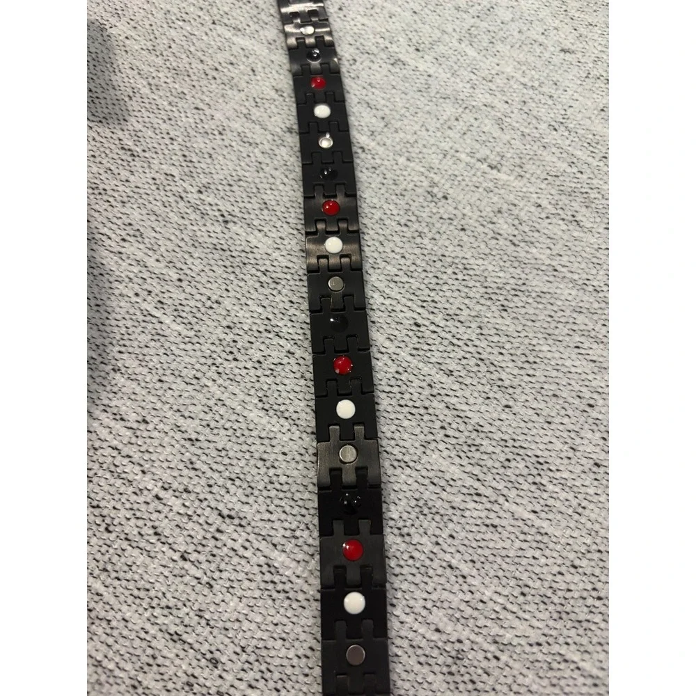 Magnetic Therapy Link Bracelet Two‎ Tone Black Gold Wellness 8.25in